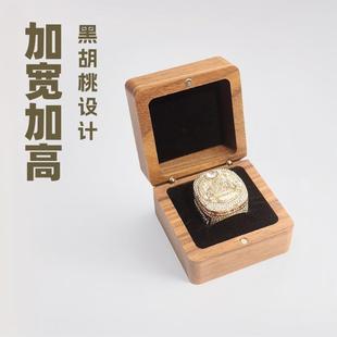 加宽加高戒指首饰收纳盒黑胡桃扳指玉戒指盒项链礼品包装盒