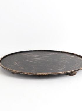 现代新中式围边托盘摆件酒店展厅会所桌面收纳软装花艺盆景花搭配