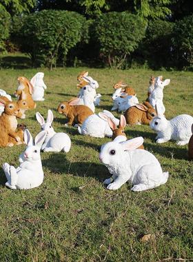 户外幼儿园草坪装饰仿真动物兔子模型可爱小白兔公仔道具花园摆件