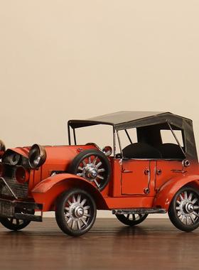 怀旧复古铁艺老爷车模型摆件 创意家居咖啡厅酒柜电视柜装饰品