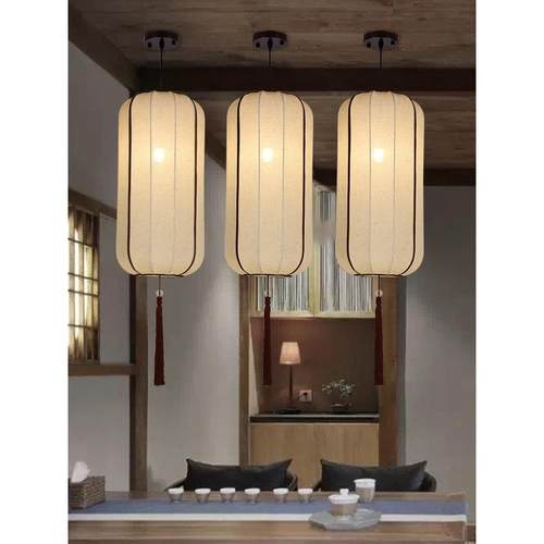 茶室吊灯新中式禅意复古装饰古风灯布艺灯笼火锅店饭店吧台餐厅灯