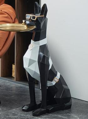 树脂工艺品杜宾犬落地摆件收纳家居客厅门口钥匙收纳乔迁送礼佳品