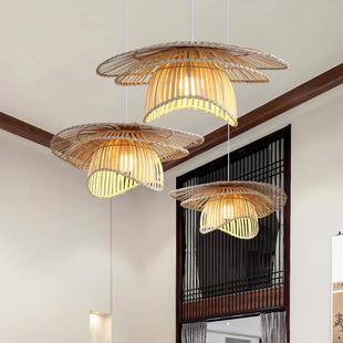 吊灯创意个性 艺术竹编组合灯东南亚民宿餐厅客厅卧室酒店大堂灯具