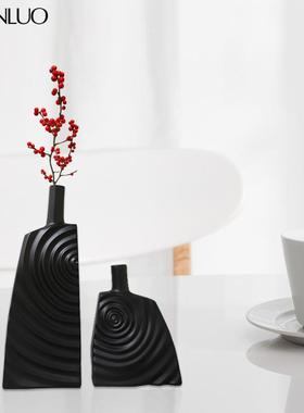 现代简约黑白几何树脂花瓶摆件样板间客厅橱窗电视柜酒店装饰摆件