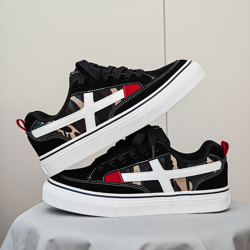 面包鞋男款透气防臭男鞋迷彩拼色低帮帆布鞋休闲百搭小众潮流板鞋,流行男鞋,帆布鞋,淘宝优惠券,粉丝福利购,淘宝优惠卷