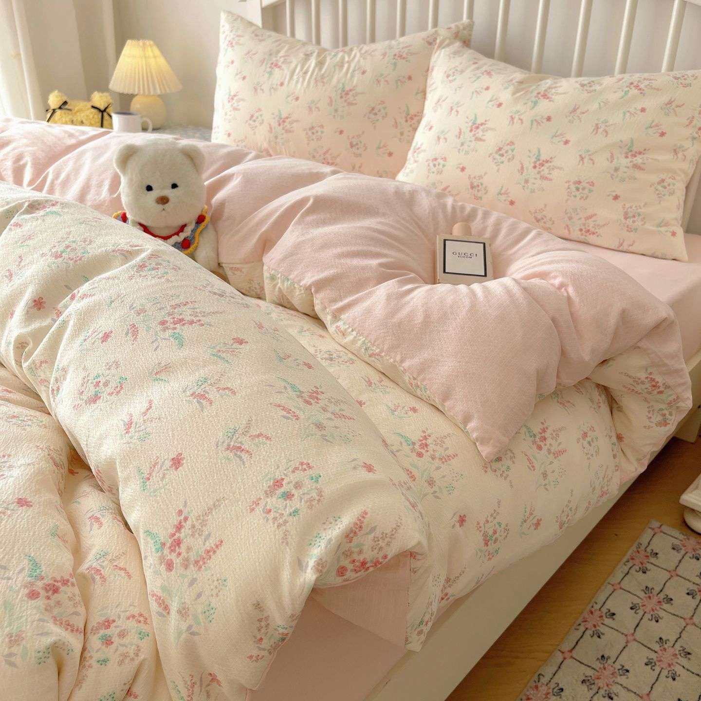 奶油风双层纱四件套法式花边木棉床单被套学生宿舍单人床笠三件套,3C数码配件,其它配件,淘宝优惠券,粉丝福利购,淘宝优惠卷