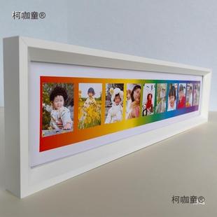 彩虹相框拍立得相纸实木长条宽幅5寸框架mini3寸方形摆台挂麦太保