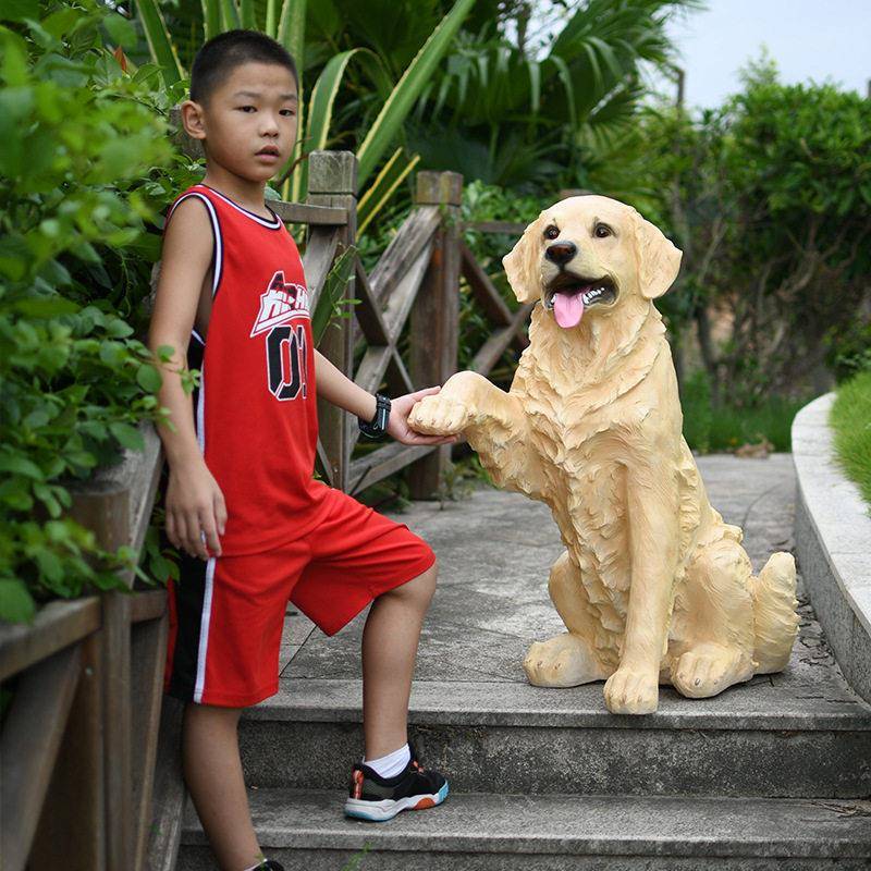 仿真金毛摆件拉布拉多猎犬罗威纳斑点狗模型家居庭院装饰狗狗雕塑