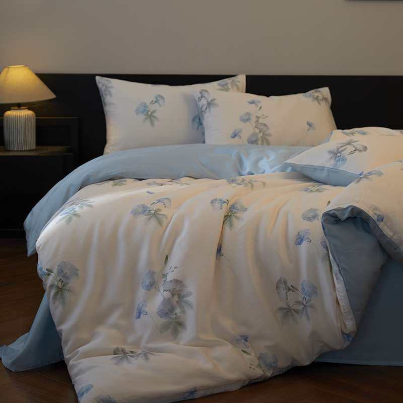 A类莱赛尔四件套床上用品夏季纯色裸睡天丝床单被套床笠宿舍套件4