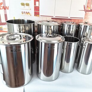 SC珍珠奶茶桶不锈钢桶长奶筒白钢汤桶带盖加厚20/22/25cm高45cm60