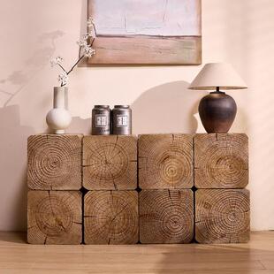 老榆木实木矮凳民宿木墩子酒店树桩底座摆件客厅组合茶几木桩花架