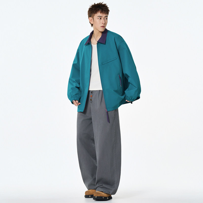 潮牌百搭男士工装夹克美式高街休闲男女同款翻领上衣港风休闲外套