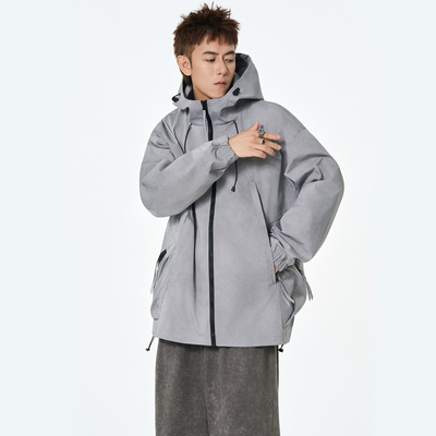 秋款2025男装外套上衣连帽夹克男女情侣美式潮牌宽松百搭简约上衣