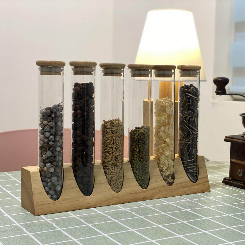 试管实木展示架玻璃储物罐样品房储物罐