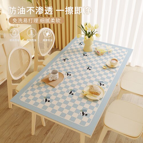 餐桌桌布2022新款可爱卡通防油防水防烫长方形茶几皮革桌垫保护垫