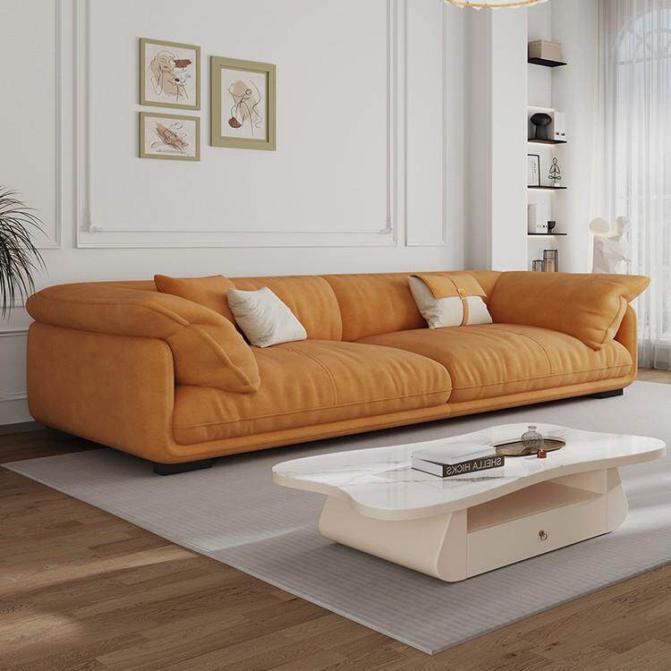 奶油风防猫抓布艺沙发客厅现代简约小户型直排三四人位皮艺家具木