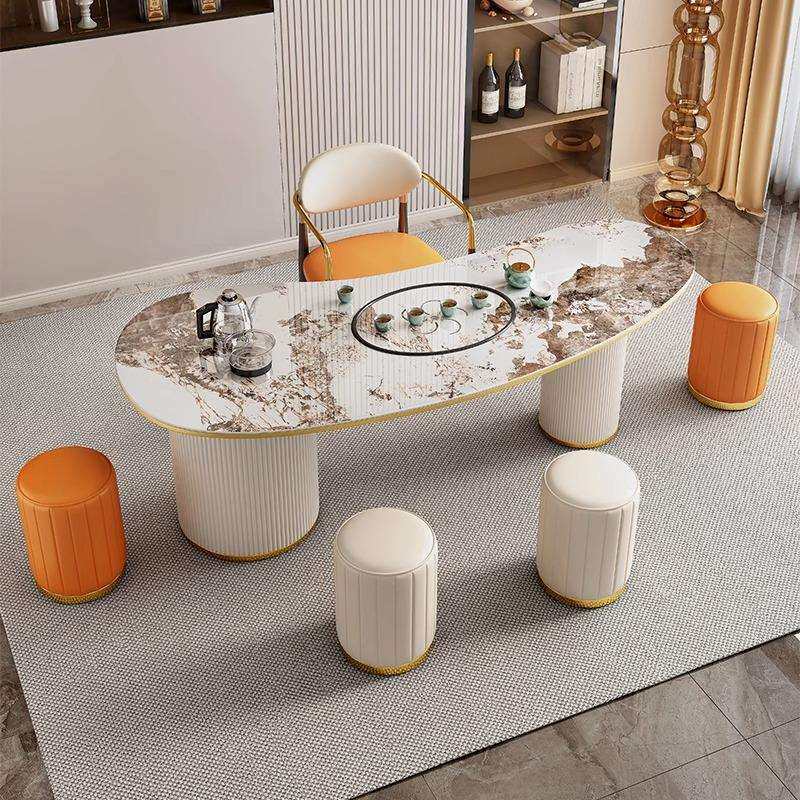 现代简约轻奢岩板茶桌椅组合一体泡茶桌家用阳台办公茶台客厅茶桌