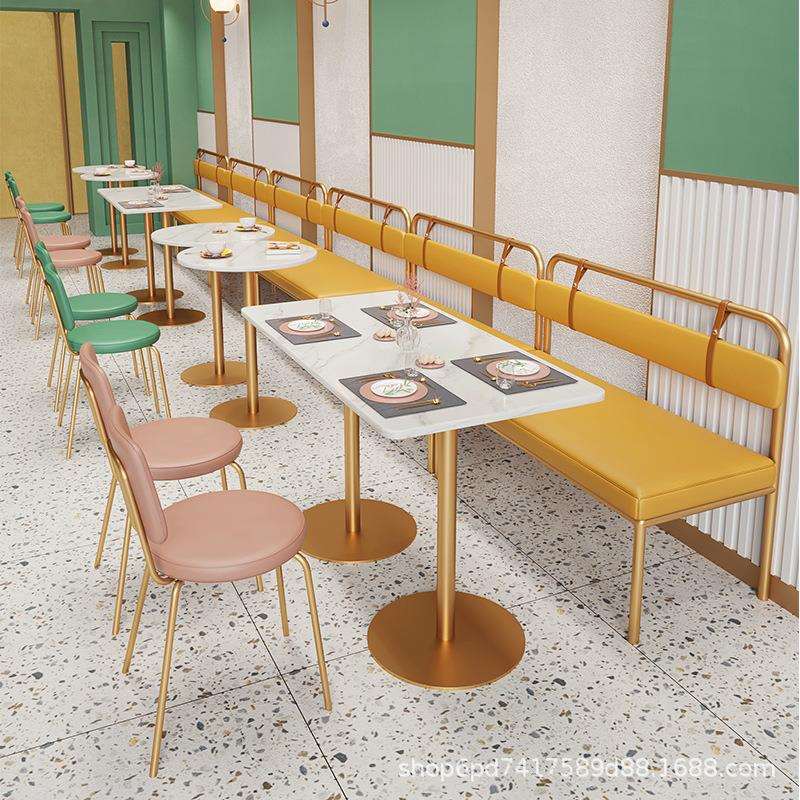 休闲餐饮奶茶店桌椅咖啡厅小吃店西餐厅桌椅组合餐厅卡座沙发商用