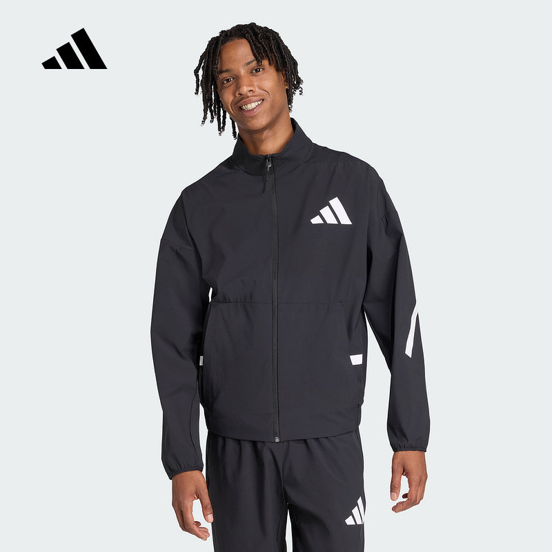adidas阿迪达斯秋男「真治愈」黑标制服运动外套梭织夹克 KE
