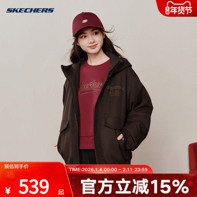 Skechers斯凯奇26新年款男女同款秋冬宽松棉服外套 L126U002/05U5