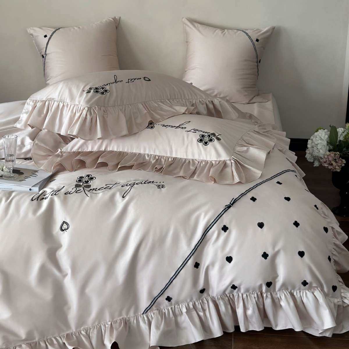 法式公主风100支长绒棉刺绣织带四件套荷叶花边纯棉被套床单,3C数码配件,其它配件,淘宝优惠券,粉丝福利购,淘宝优惠卷