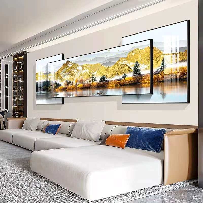 背靠金山画中画大气客厅装饰画商务酒店大厅壁画三联晶瓷叠加画,3C数码配件,其它配件,淘宝优惠券,粉丝福利购,淘宝优惠卷