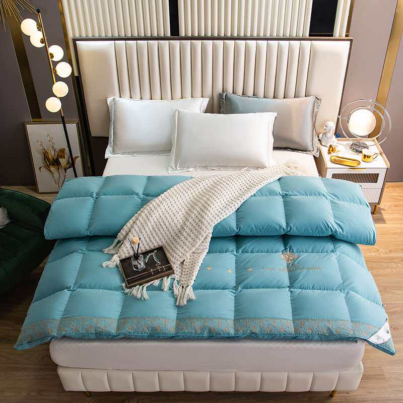 厂家 纯棉刺绣双层立体羽绒被壳静音款自充绒家用被罩  扇形花