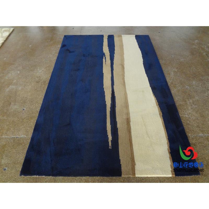 新中式蓝色水墨画样板房客厅茶几沙发地毯书房卧室过道玄关门口垫