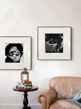 黑白人物装饰画大师摄影艺术画沙发墙画客厅挂画人物方形画A131