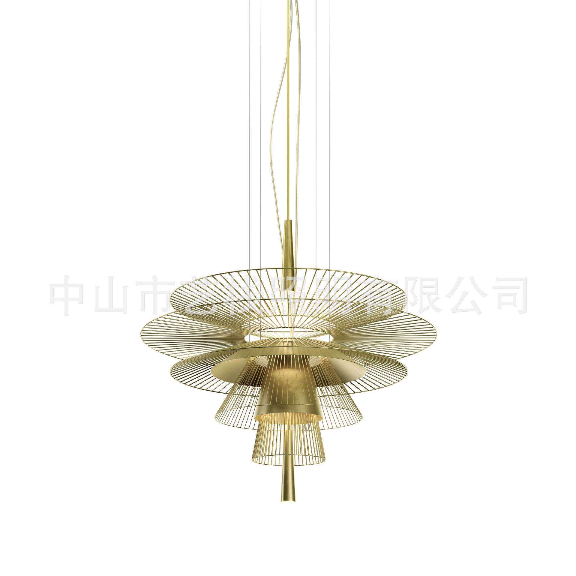 铁线飞碟吊灯,几何造型雕塑设计吊灯
