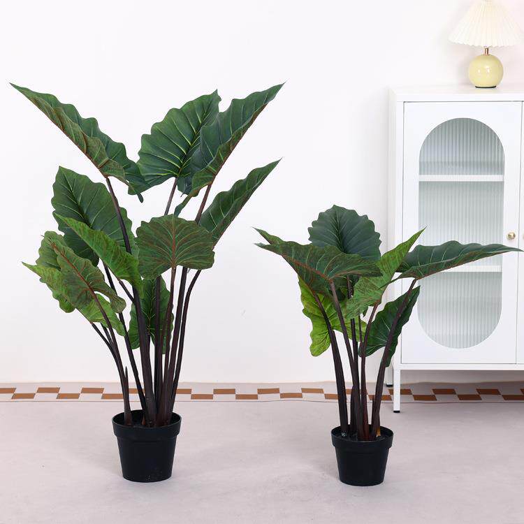 北欧风室内盆栽客厅仿生绿植大型假树植物盆景装饰摆件仿真彩虹芋
