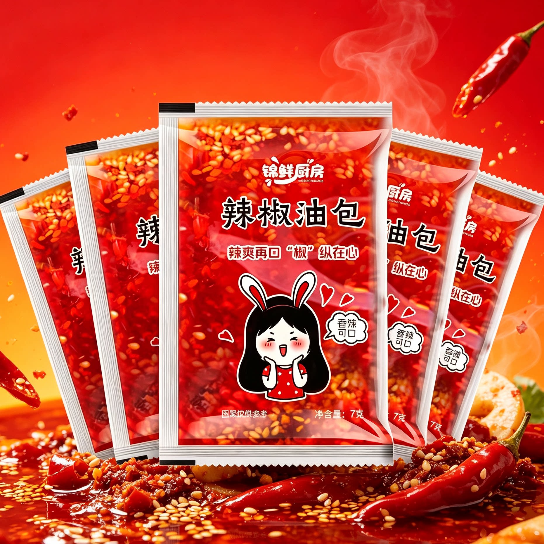 外卖辣椒油包油泼辣子小袋打包小香辛料/干调类