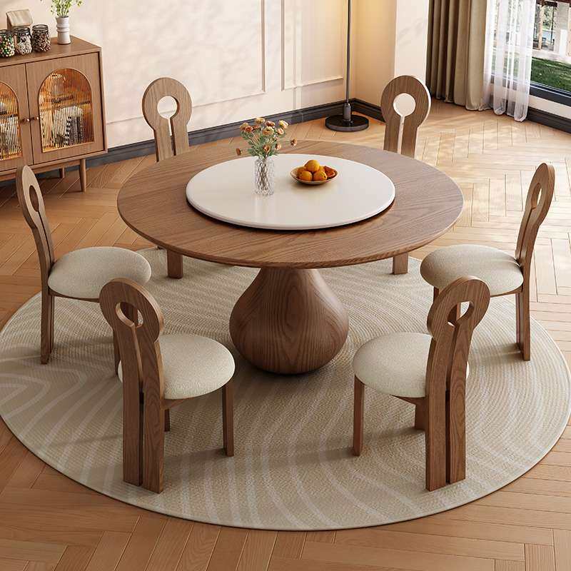 中古风法式白蜡木实木圆形餐桌椅带转盘中古风白蜡木纹家用圆饭桌,3C数码配件,其它配件,淘宝优惠券,粉丝福利购,淘宝优惠卷