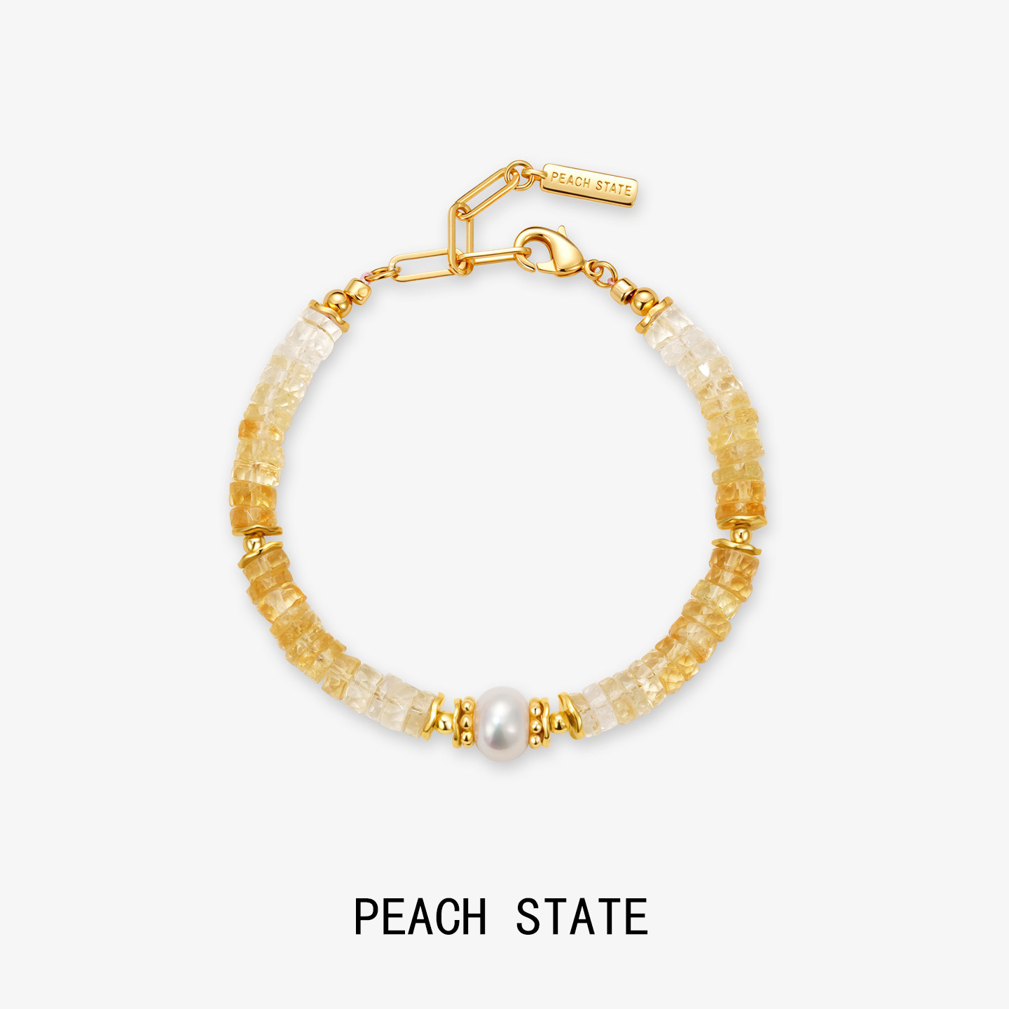 PEACH STATE复古拼接水晶珍珠设计师独家唯美手链女金色串珠手饰