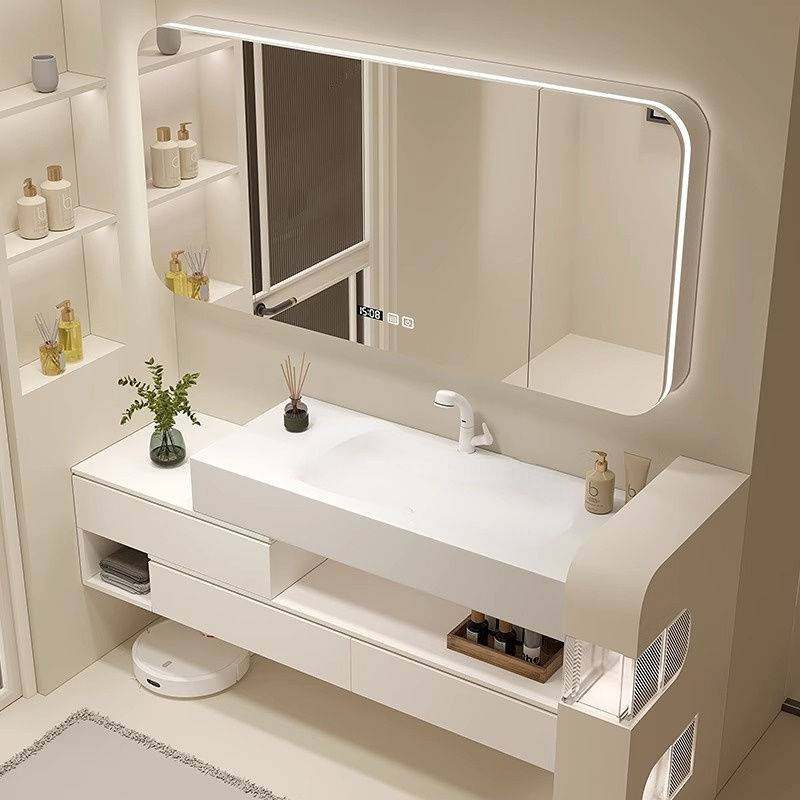 可丽耐一体盆简约现代卫生间洗漱台奶白色浴室柜岩板热弯一体,家装主材,浴室柜组合,淘宝优惠券,粉丝福利购,淘宝优惠卷