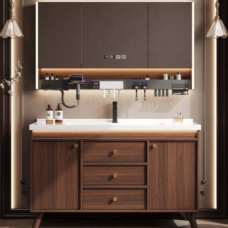 中古风胡桃木浴室柜组合陶瓷一体盆落地式卫生间洗手洗脸洗漱台盆,家装主材,浴室柜组合,淘宝优惠券,粉丝福利购,淘宝优惠卷