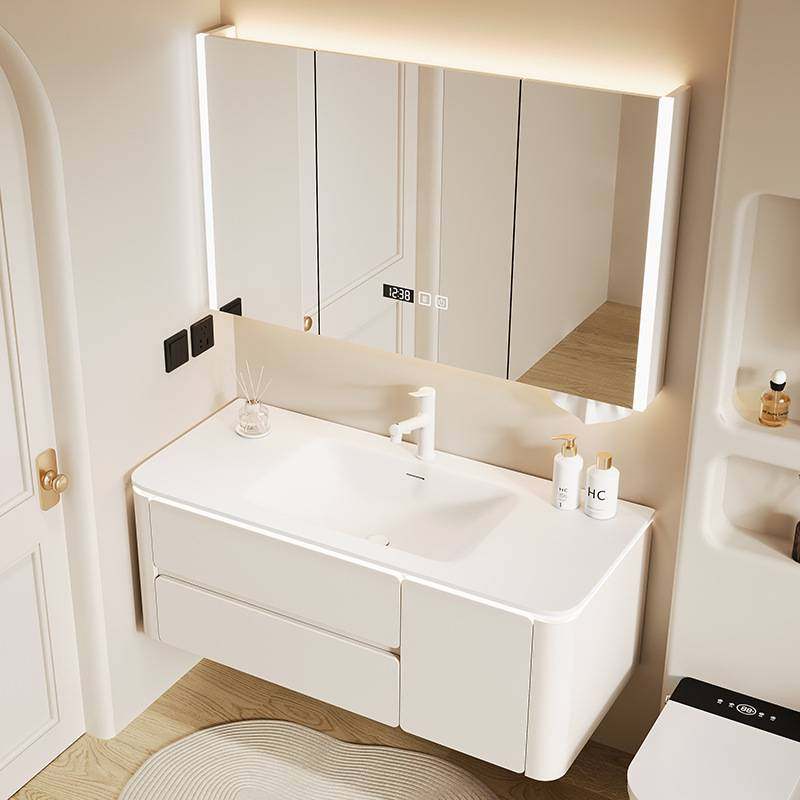 奶油风浴室柜进口可丽耐一体盆卫生间洗手盆柜组合洗脸盆柜洗漱台,家装主材,浴室镜柜,淘宝优惠券,粉丝福利购,淘宝优惠卷