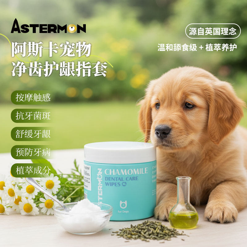 阿斯卡宠物洁牙指套清洁牙齿狗狗猫咪口腔清洁用品洗刷牙湿巾通用
