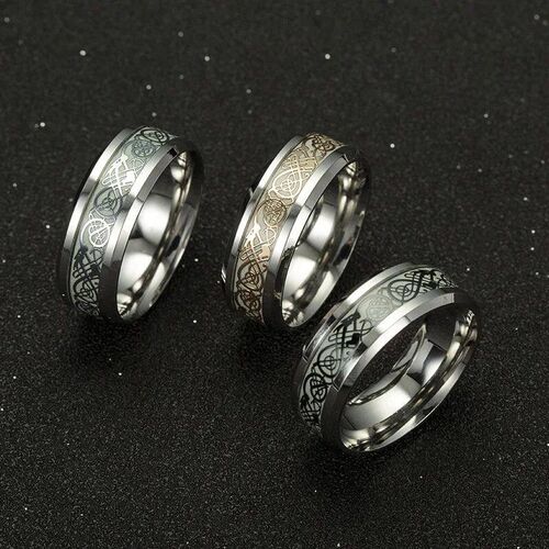 Stainless Steel Luminous Finger Rings For Couples Glow In Da