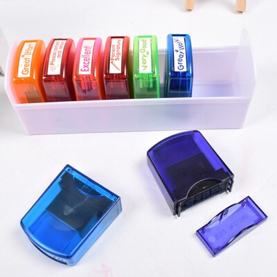 Funny 8pcs Teacher Stamp Set For School Homework Grading Squ