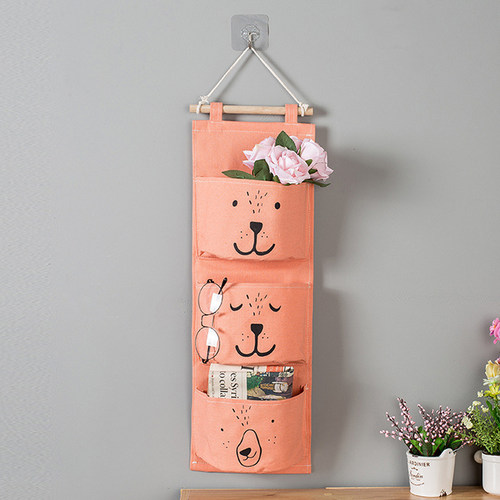 3 Pockets Cute Wall Mounted Storage Bag Closet Organizer Clo