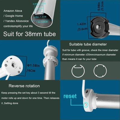 WiFi Mini Motorize Roller Blind Motor 25mm Tuya Smartlife Ap