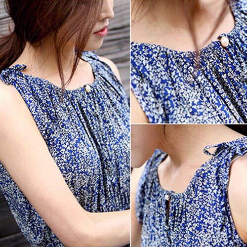 Hot Sales!!! Dress Durable Sleeveless Cotton Blend Summer Fl