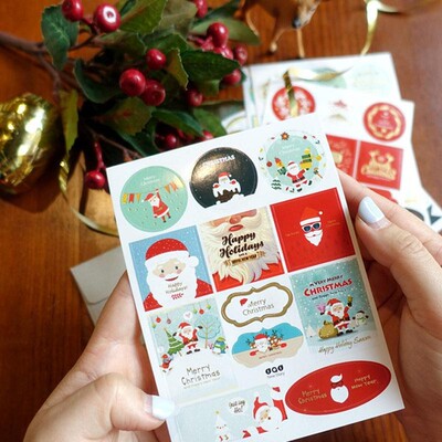 FEESTIGO 2PCS/Lot Christmas Decoration Gift Paper Stickers D