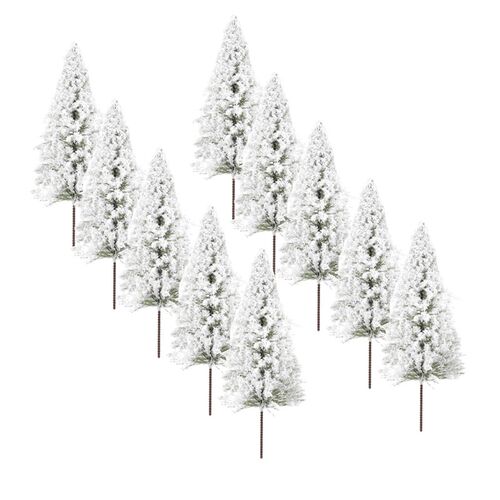 10pcs Model Pine rees Miniature White Snow rees Winter Fores