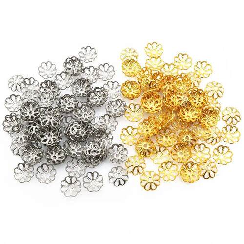 50pcs Stainless Steel Flower Beads Caps Spacer Bead End Caps