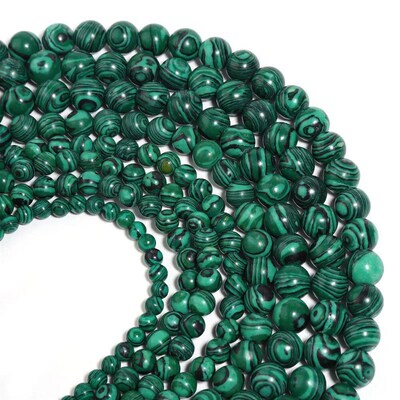 1 Strand Natural Green Malachite Stone Beads 4/6/8/10/12mm L
