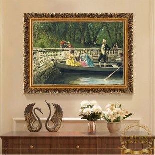 欧式古典人物油画喷绘简欧客厅餐厅有框画大幅KTV酒店包间装饰画