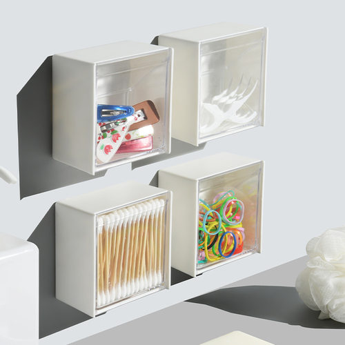 Wall Mounted Flip Storage Box Punch-Free Transparent Adhesiv