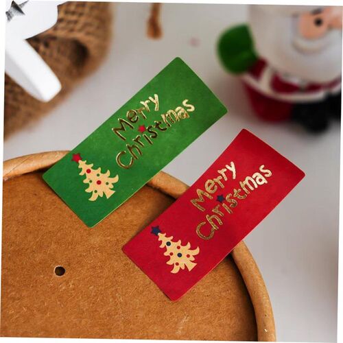 5pc kraft Christmas tree red green hot gold sealing stickers